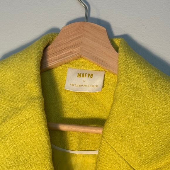 Women's Size M Maeve by Anthropologie Citrus Yellow Green Double-Breasted Blazer - Picture 3 of 6